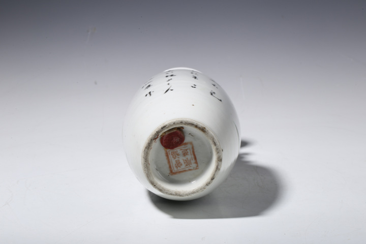古玩陶瓷民國·淺絳彩仕女紋雙耳瓶真品鑒賞圖