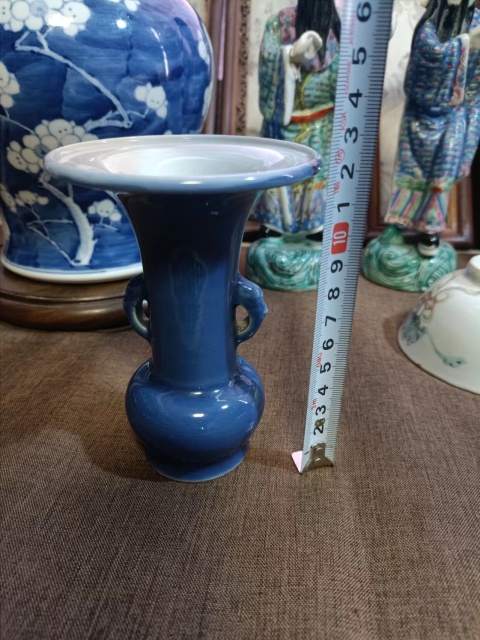 古玩陶瓷晚清祭藍釉花觚拍賣,當前價格4888元