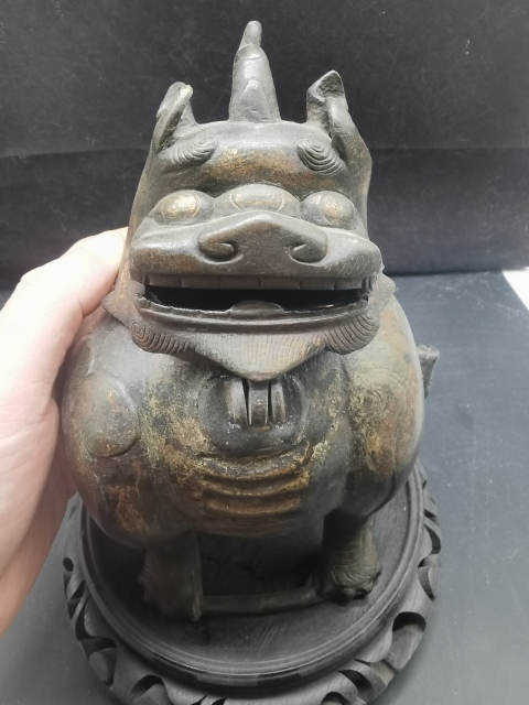 古玩銅器明代 花鎏金甪端銅熏爐拍賣,當前價格28000元
