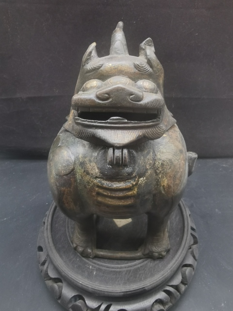 古玩銅器明代 花鎏金甪端銅熏爐拍賣,當前價格28000元