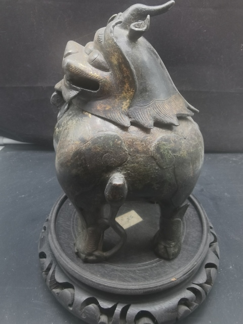 古玩銅器明代 花鎏金甪端銅熏爐拍賣,當前價格28000元