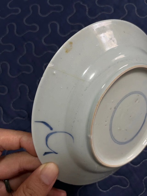 古玩陶瓷康熙青花雙螭龍紋折沿盤拍賣，當前價格488元