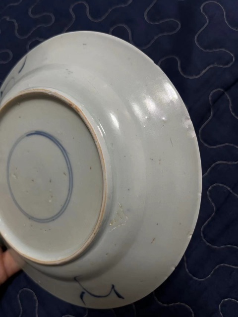 古玩陶瓷康熙青花雙螭龍紋折沿盤拍賣，當前價格488元