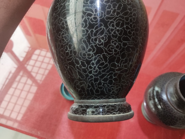 古玩雜項(xiàng)景泰藍(lán)掐絲琺瑯銅瓶一對(duì)拍賣，當(dāng)前價(jià)格1388元