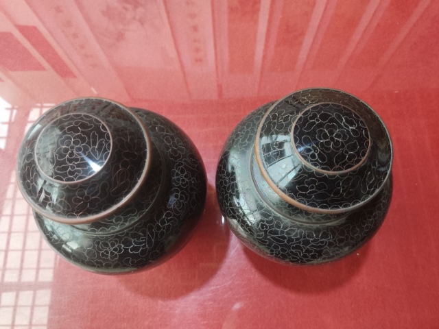 古玩雜項(xiàng)景泰藍(lán)掐絲琺瑯銅瓶一對(duì)拍賣，當(dāng)前價(jià)格1388元
