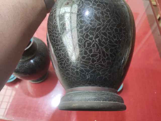 古玩雜項(xiàng)景泰藍(lán)掐絲琺瑯銅瓶一對(duì)拍賣，當(dāng)前價(jià)格1388元