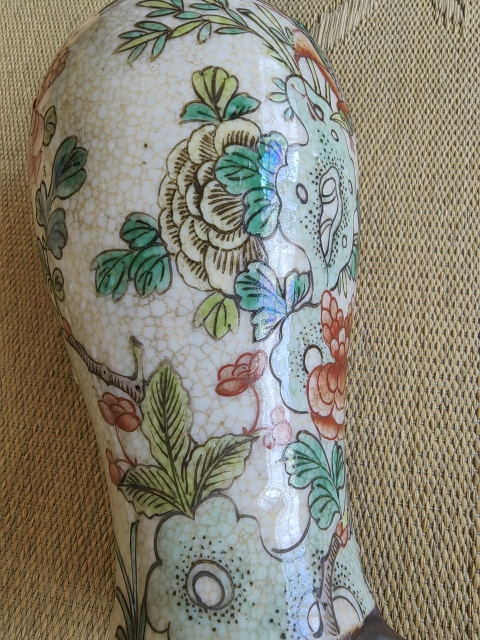 古玩陶瓷哥釉五彩雞腿瓶拍賣(mài)，當(dāng)前價(jià)格1300元