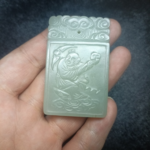 古玩玉器幾十年福壽人物玉牌子拍賣,當前價格3999元