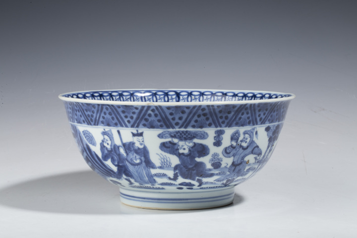 古玩陶瓷青花內云龍外八蠻進寶圖大碗 真品鑒賞圖