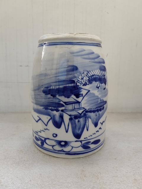 古玩陶瓷青花山水人物紋筆筒拍賣,當前價格550元
