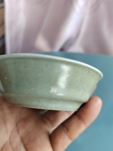 古玩陶瓷龍泉青釉折沿洗拍賣,當前價格499元