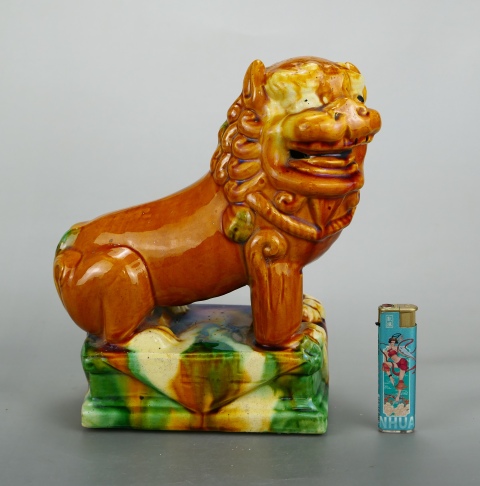 古玩陶瓷精美.清代三彩獅子擺件（文房擺件）拍賣，當前價格800元