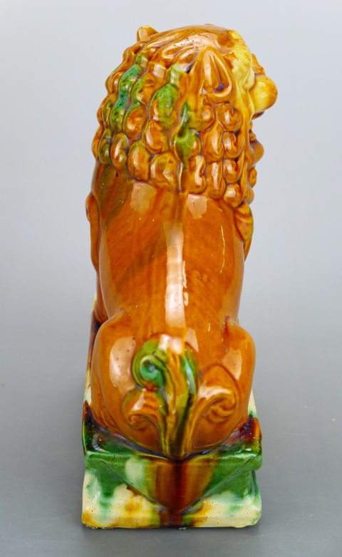 古玩陶瓷精美.清代三彩獅子擺件（文房擺件）拍賣，當前價格800元