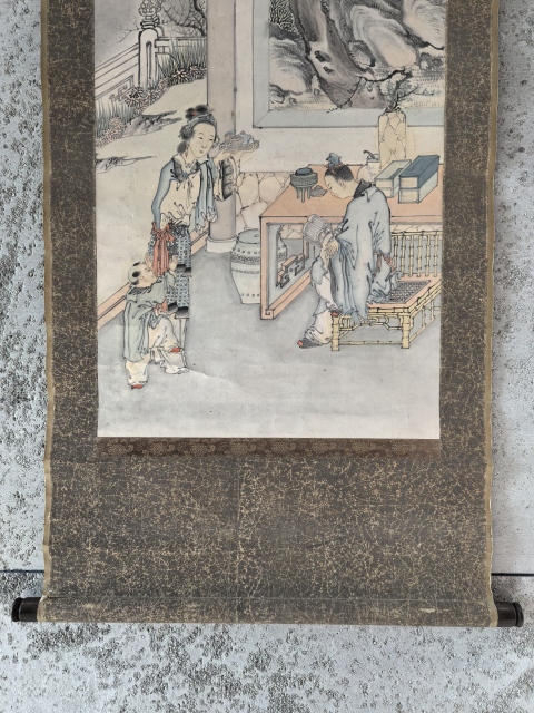 古玩字畫清晚期(王芝榮)《東窗開卷》工筆人物拍賣,當前價格28888元