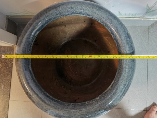 古玩陶瓷石灣窯鈞釉瀝粉鳳紋畫缸拍賣,當前價格1980元