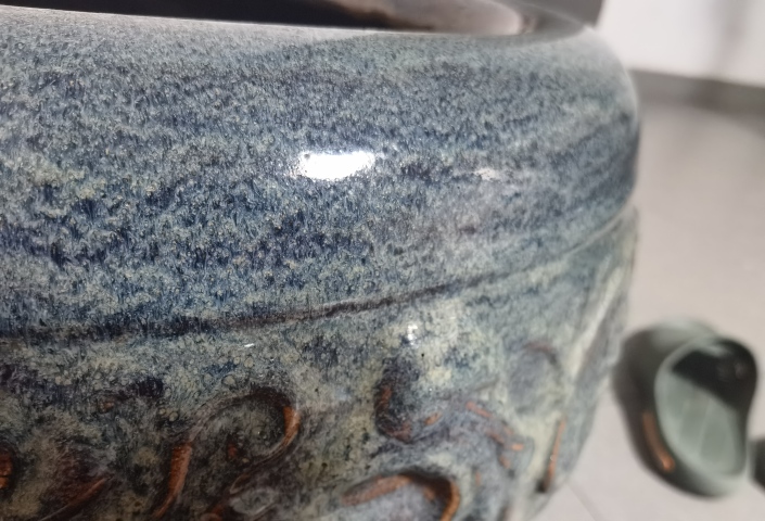 古玩陶瓷石灣窯鈞釉瀝粉鳳紋畫缸拍賣,當前價格1980元