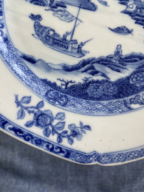 古玩陶瓷乾隆山水紋青花盤拍賣,當前價格5000元