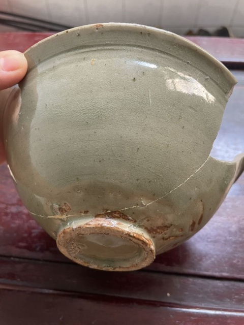 古玩陶瓷耀州窯青釉團菊碗拍賣,當前價格3200元