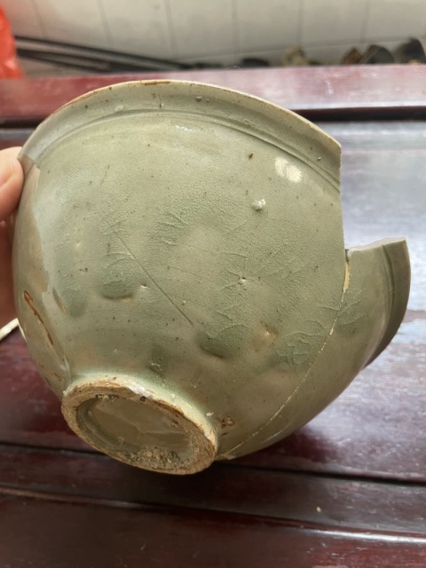 古玩陶瓷耀州窯青釉團菊碗拍賣,當前價格3200元