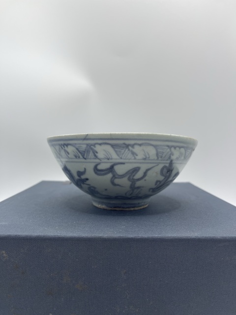 古玩陶瓷明青花飛馬紋茶碗拍賣，當前價格6000元