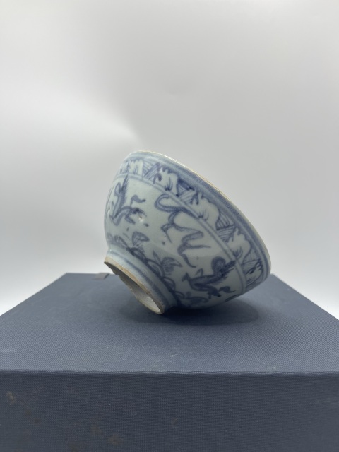 古玩陶瓷明青花飛馬紋茶碗拍賣，當前價格6000元