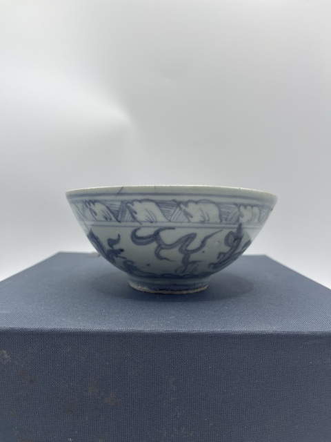 古玩陶瓷明青花飛馬紋茶碗拍賣，當前價格6000元