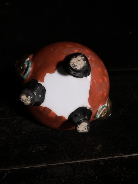 古玩陶瓷**紅釉獅耳三足爐拍賣，當前價格999元