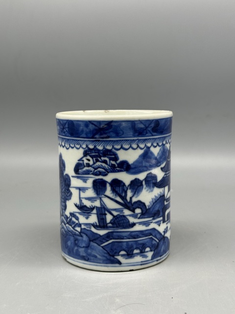 古玩陶瓷樓臺(tái)亭閣山水紋青花執(zhí)杯拍賣,當(dāng)前價(jià)格1287元
