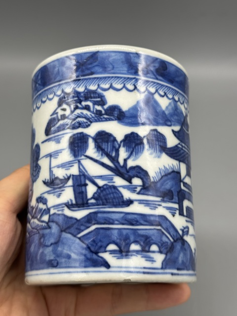古玩陶瓷樓臺(tái)亭閣山水紋青花執(zhí)杯拍賣,當(dāng)前價(jià)格1287元
