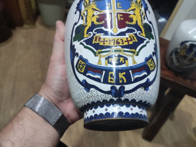古玩雜項景泰藍掐絲琺瑯銅瓶一對拍賣,當前價格868元