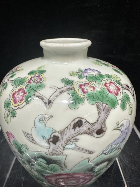 古玩陶瓷清光緒粉彩花鳥紋梅瓶拍賣，當(dāng)前價(jià)格5000元