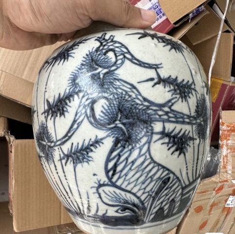 古玩陶瓷青花歲寒三友圖蓋罐拍賣,當前價格4500元