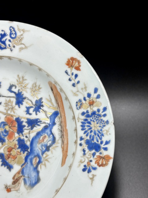 藍地描金團花紋小盌 雍正御製 款 唐物 中国古玩 中国美術 旧家蔵出品 A804 蔵出/明治期旧家初荷/中国古玩景徳鎮青花蘭唐草文八角火鉢/