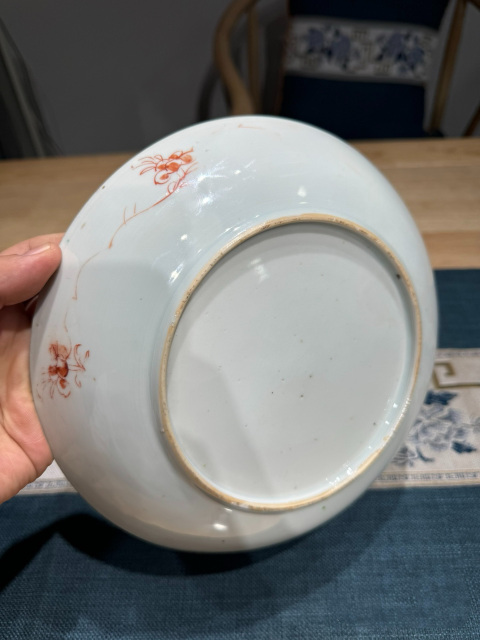 古玩陶瓷清·雍正細路粉彩提籃花大盤拍賣，當前價格1480元