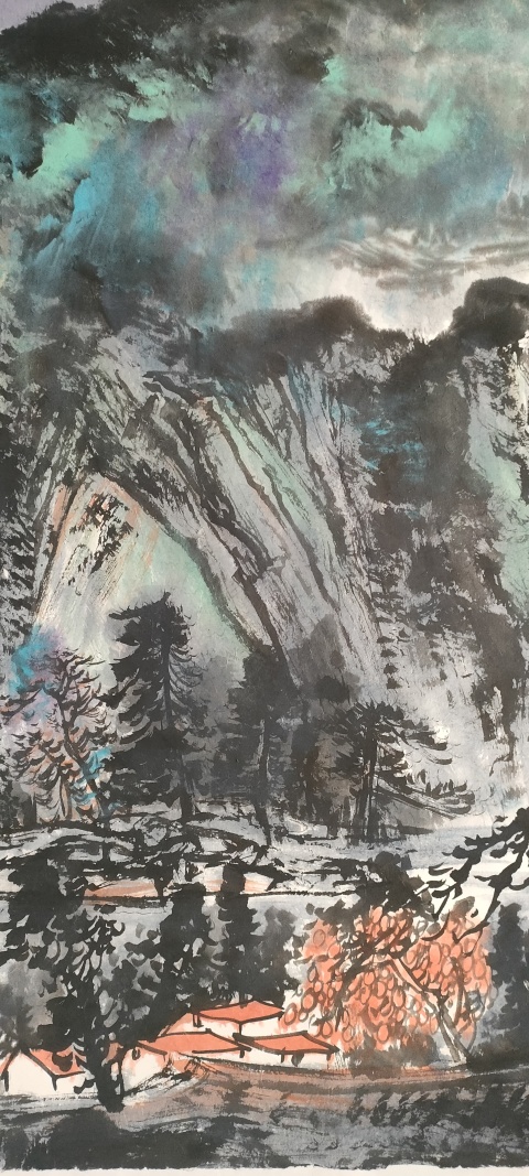 古玩字畫秦峰作品山水畫紫氣東來拍賣，當前價格1280元