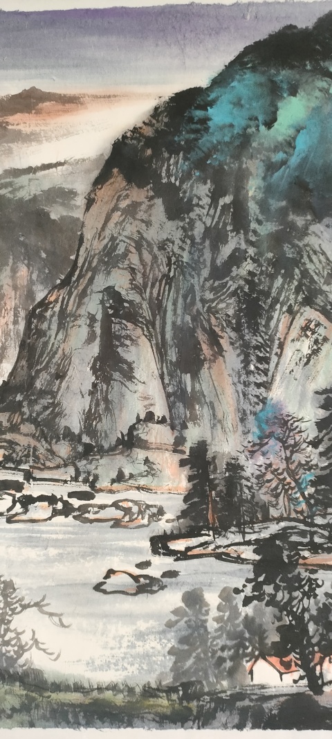 古玩字畫秦峰作品山水畫紫氣東來拍賣，當前價格1280元