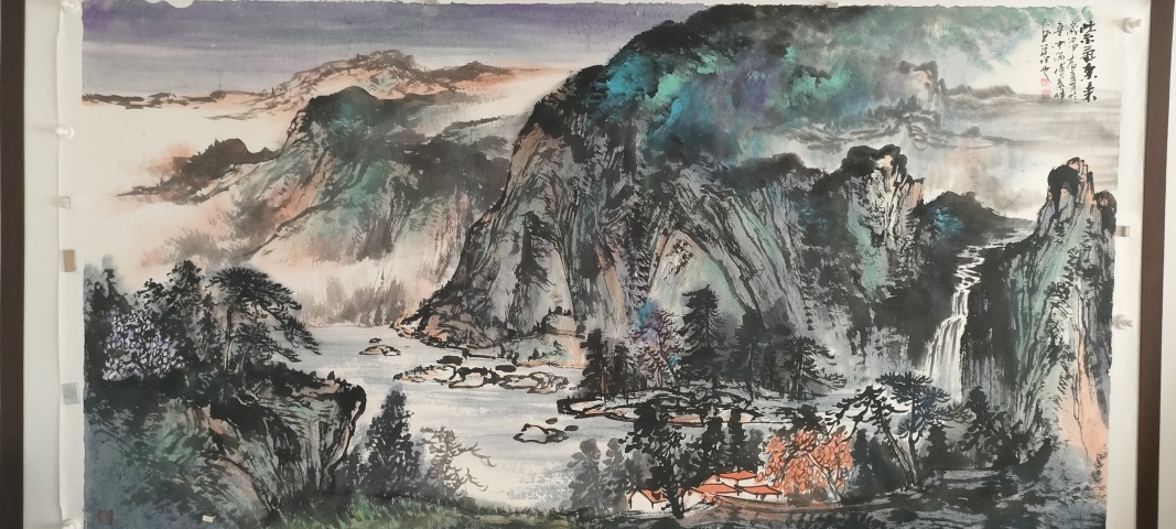 古玩字畫秦峰作品山水畫紫氣東來拍賣，當前價格1280元