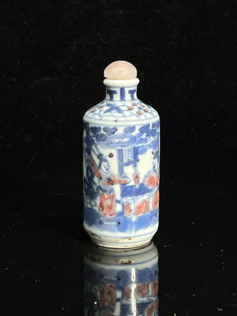 古玩陶瓷青花釉里紅人物故事紋鼻煙壺拍賣，當前價格5150元