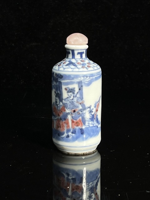 古玩陶瓷青花釉里紅人物故事紋鼻煙壺拍賣，當前價格5150元