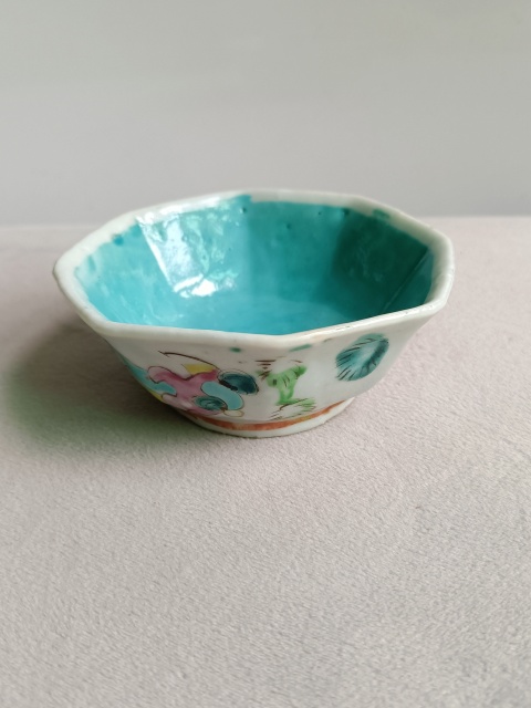 古玩陶瓷粉彩花卉紋八方貢碗拍賣，當前價格366元