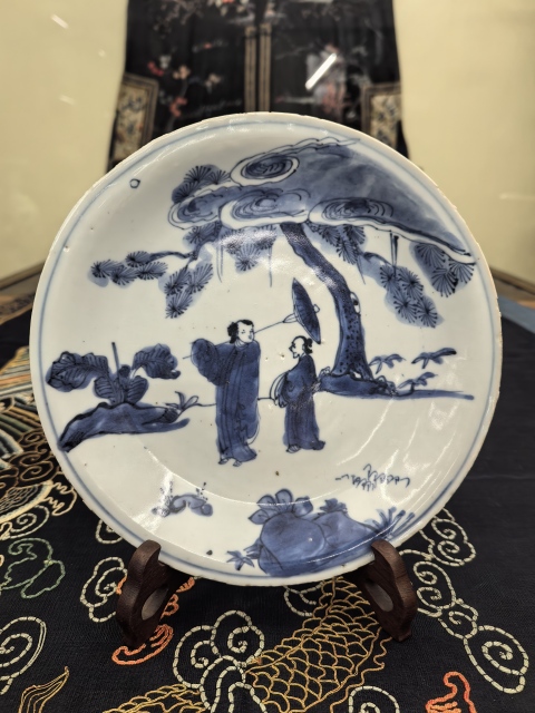 古玩陶瓷明青花高士圖盤拍賣，當前價格18888元