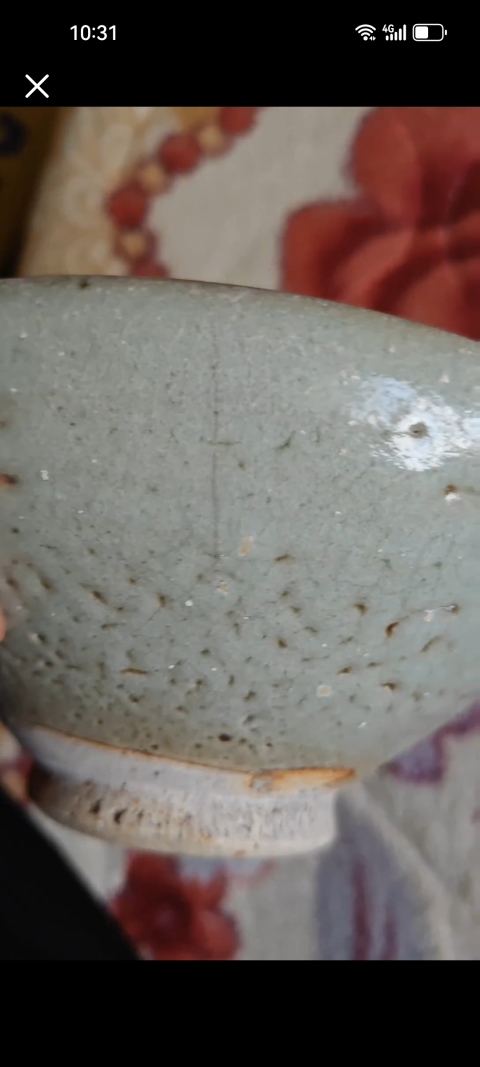 古玩陶瓷鈞窯天青釉紫斑茶盞拍賣,當前價格7899元