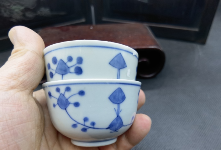 古玩陶瓷清 玉環底青花杯拍賣,當前價格298元