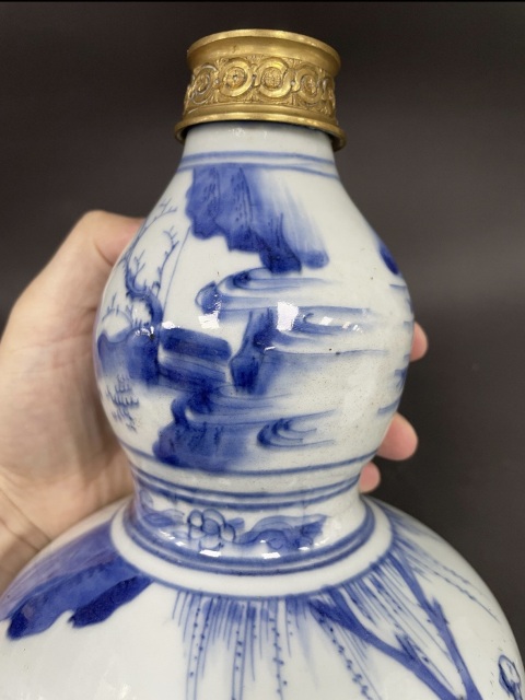 古玩陶瓷明崇禎·“指日高升”青花高士圖人物故事葫蘆瓶拍賣,當(dāng)前價(jià)格26000元