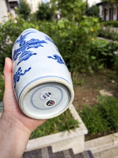 古玩陶瓷清康熙青花博古紋棒槌瓶拍賣，當前價格29800元