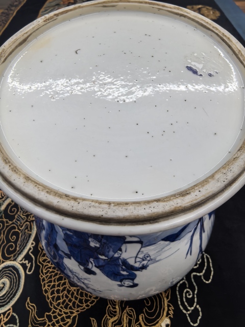 古玩陶瓷康熙(翠毛藍)青花(西廂記)截口花觚拍賣,當前價格98888元