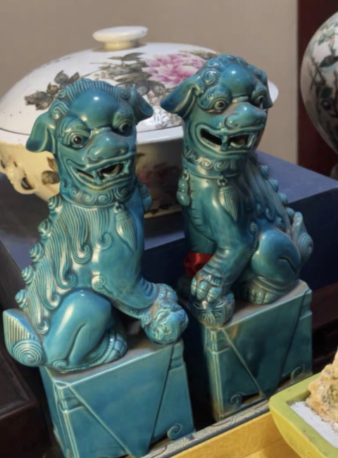 古玩陶瓷綠釉獅子拍賣，當前價格280元