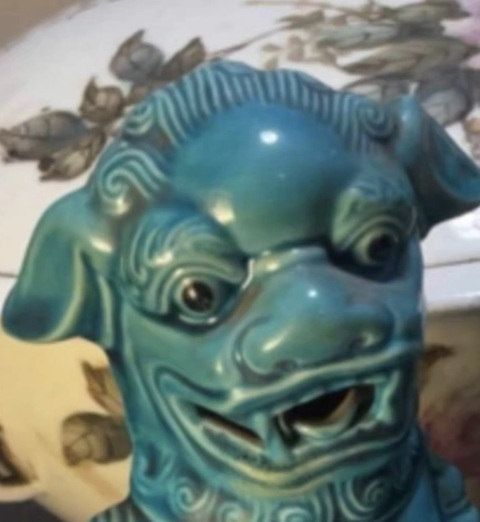 古玩陶瓷綠釉獅子拍賣，當前價格280元