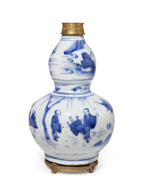 古玩陶瓷明崇禎·“指日高升”青花高士圖人物故事葫蘆瓶拍賣,當(dāng)前價(jià)格26000元