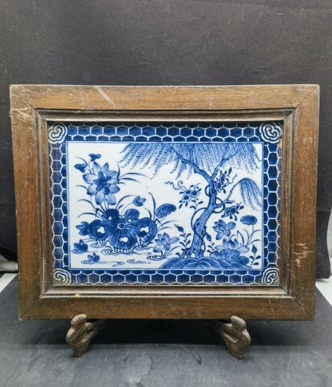 古玩陶瓷清中期花卉紋青花瓷板畫拍賣,當(dāng)前價(jià)格6000元
